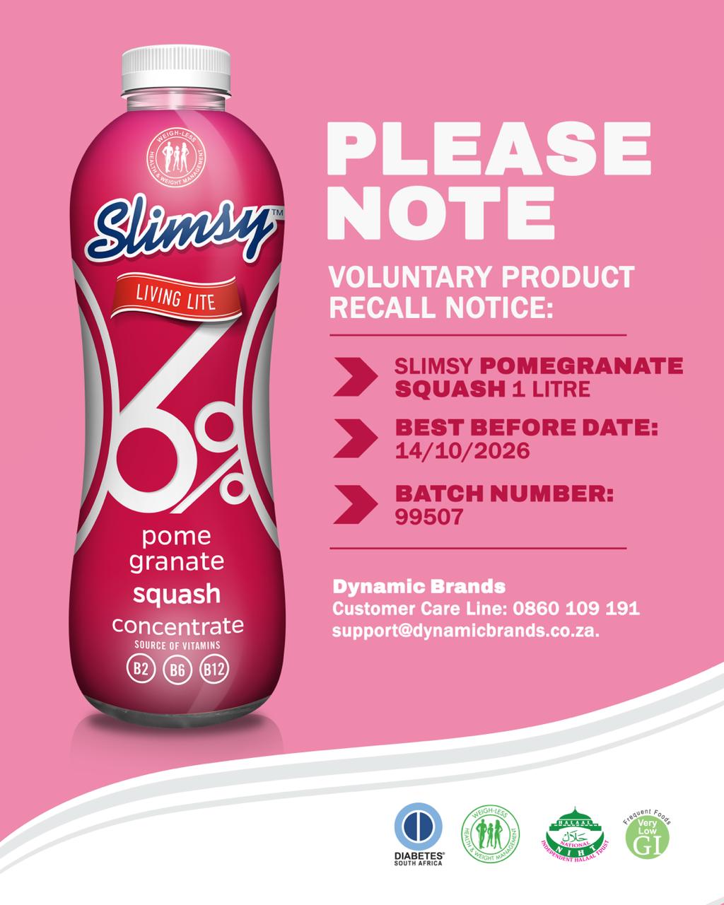 Slimsy Voluntary Product Recall Notice